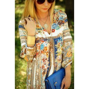 Zara Basic Women's Floral Print Long Sleeve dress Size S Multicolor Polyester Bo